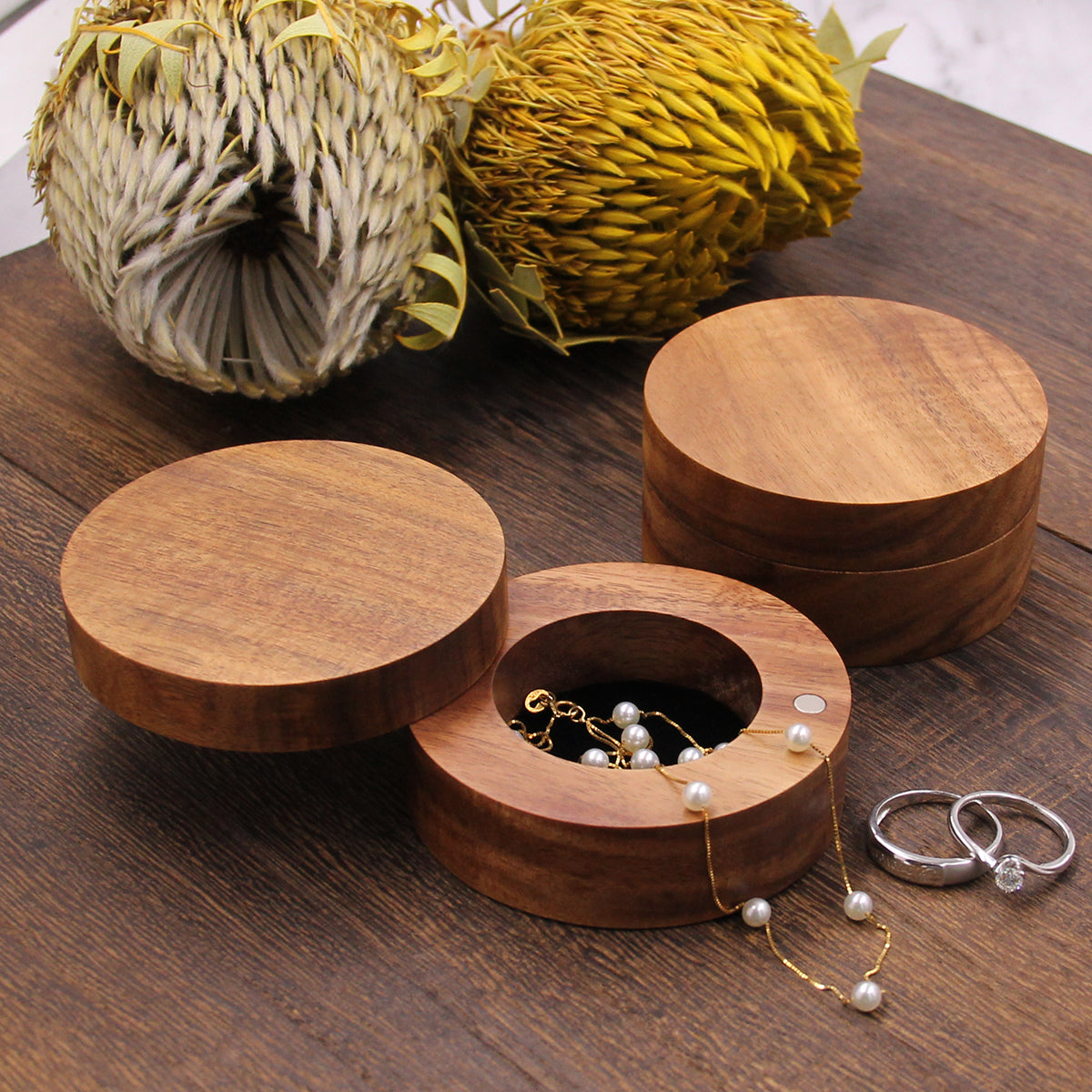 Wooden Jewelry Box, Round Traditional Jewelry deals Box, Handmade Wooden Round Box